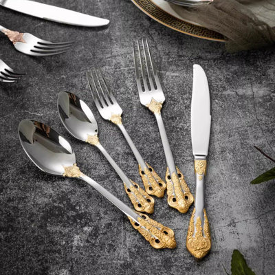 30-Piece Luxury Silverware Set, Stainless Steel Flatware For 6, Mirror Polished