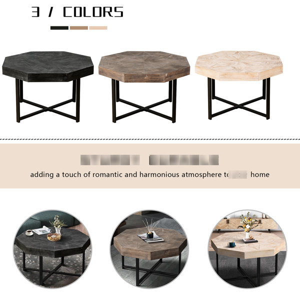 Latitude Run® Octagonal Coffee Table In Living Room, Wood And Metal ...
