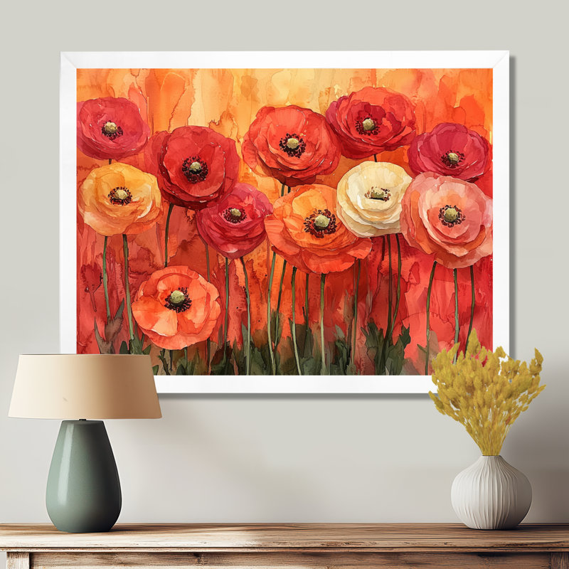 Jaccob - Floral Canvas Wall Decor, Reproduction encadrée d'une seule photo, H 24 po x l 32 po, Blanc