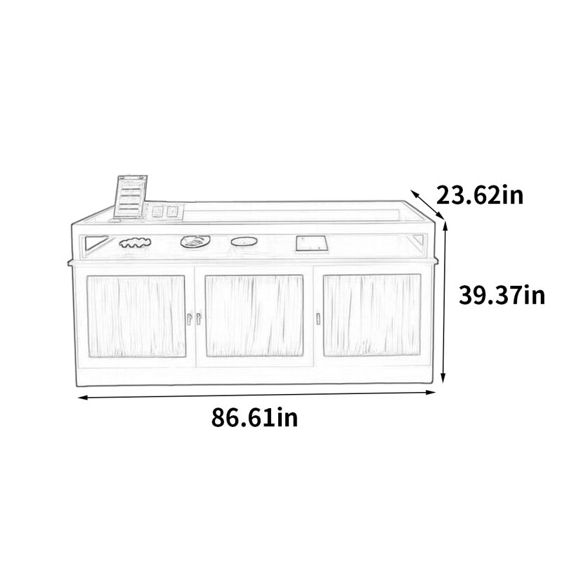 Armoire pour îlot central Fashion, H 39,37 po x l 86,61 po x P 23,62 po