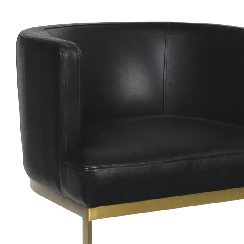 Owen Leather Dining Chair (Modern Black), Black