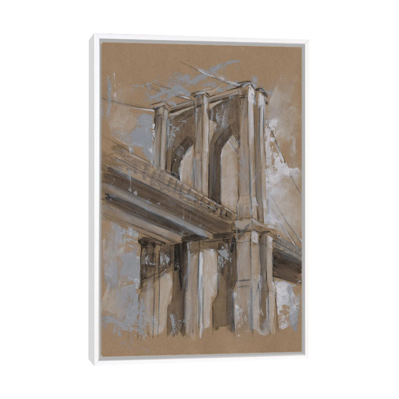 "Brushtravail architecture Study III" par Ethan Harper, reproduction d’art, Toile blanche encadrée, Pas de tapis