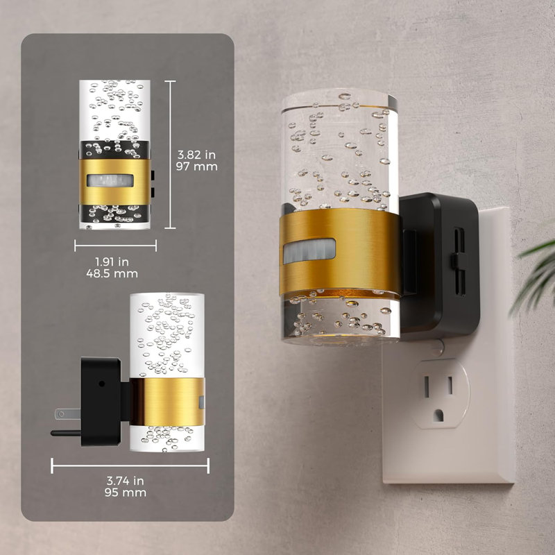 Ensemble de 2 veilleuses à détecteur de mouvement à intensité variable, à brancher avec veilleuse murale en acrylique avec luminosité réglable de 0 à 100 ml pour le couloir de la salle de bain
