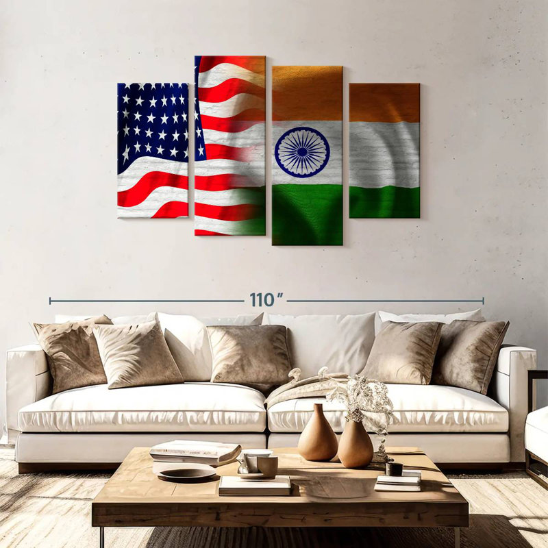Drapeau de Borges, Inde et États-Unis, H 48 po x l 75 po