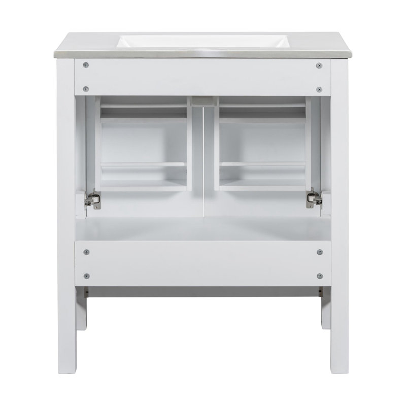 Meuble-lavabo simple 30 po, Blanc, Argent