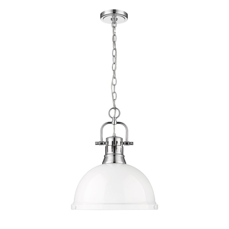 Luminaire suspendu en forme de dôme 1 lumière Alethia, Blanc, Chrome