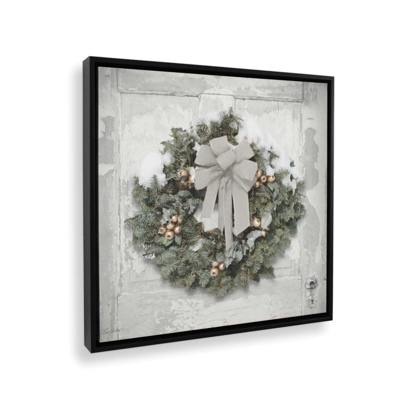 «Silver and Gold Wreath» par Lori Deiter, reproduction d'art, L 30 po x H 30 po, Noir, Toile avec cadre