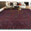 Tapis rouge et mauve de haute qualité noué à la main