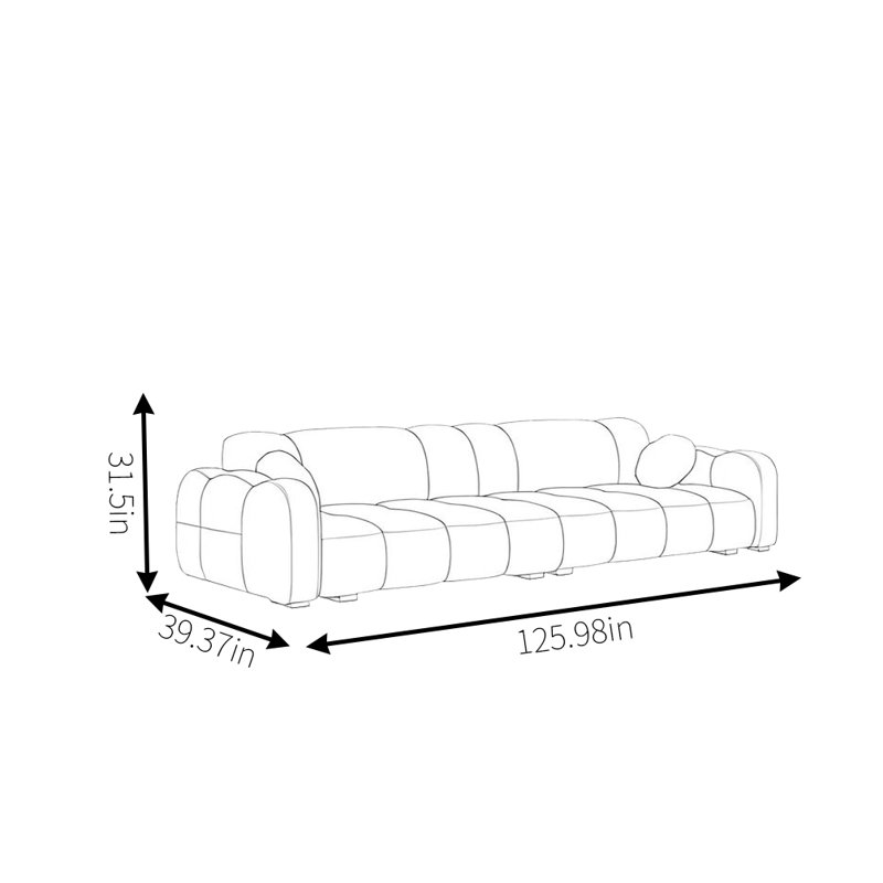 Canapé moderne simple, Rose, H 31,5 po x l 125,98 po x P 39,37 po, 5