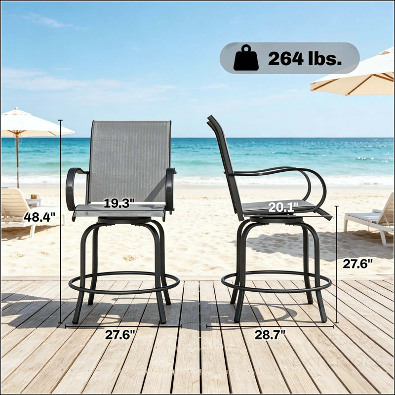 Ensemble de 2 tabourets de bar pivotants en tissu maillé respirant