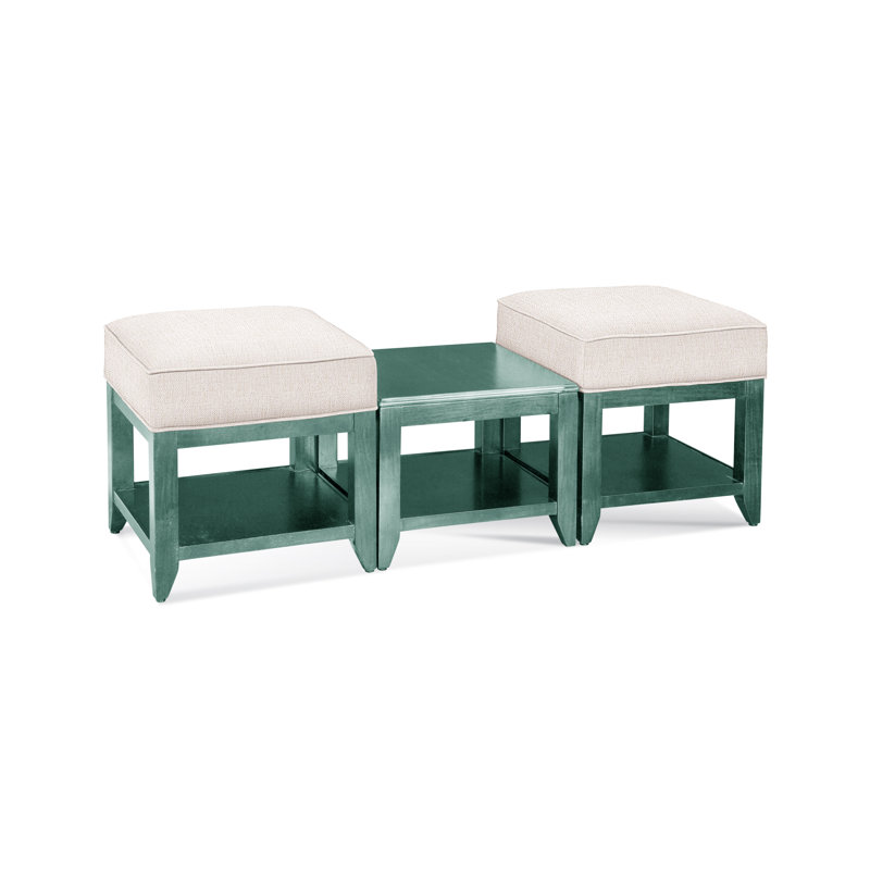 Elements Upholstered Cube Ottoman, White Sugar Performance; 0863-91, Celery