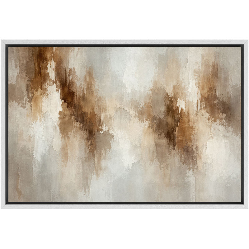 Vertical Earth Tone Abstract Artwork, Living Room Pictures, Framed Canvas Giclee Print Wall Art, 16" H x 24" W
