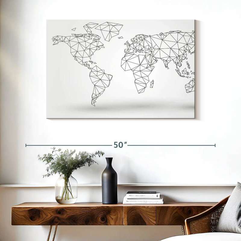 Aliaz Abstract Connectivity World Map, 26" H x 39" W