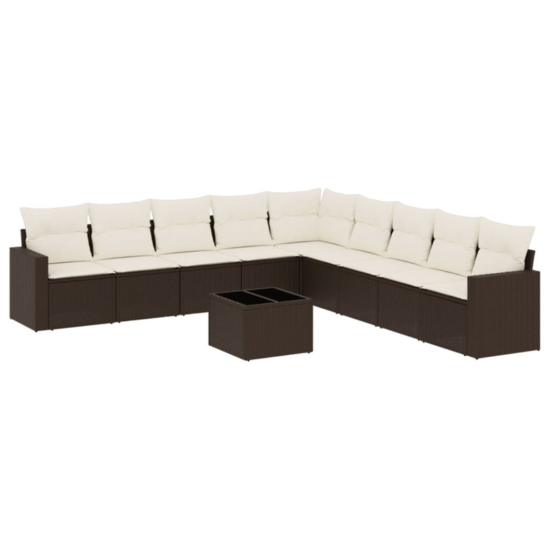 Grand canapé modulaire en rotin PE Vidaxl, Brun