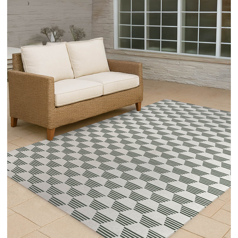 Hexaline Non-Slip Outdoor Rug, Rectangle 3' x 5'