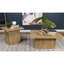 Table basse carrée avec finition en bois de manguier, plateau et base en bois d'ingénierie, brun