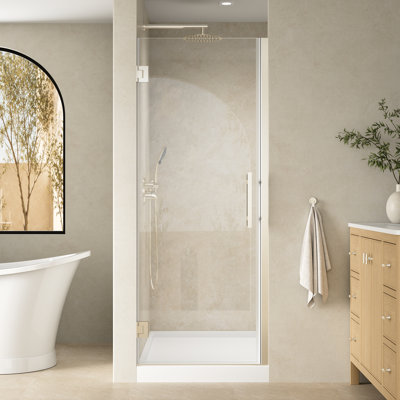 28-29 in.W x 72 in.H Hinged Frameless Shower Door with SGCC certified Tempered Glass,Brushed Nickel