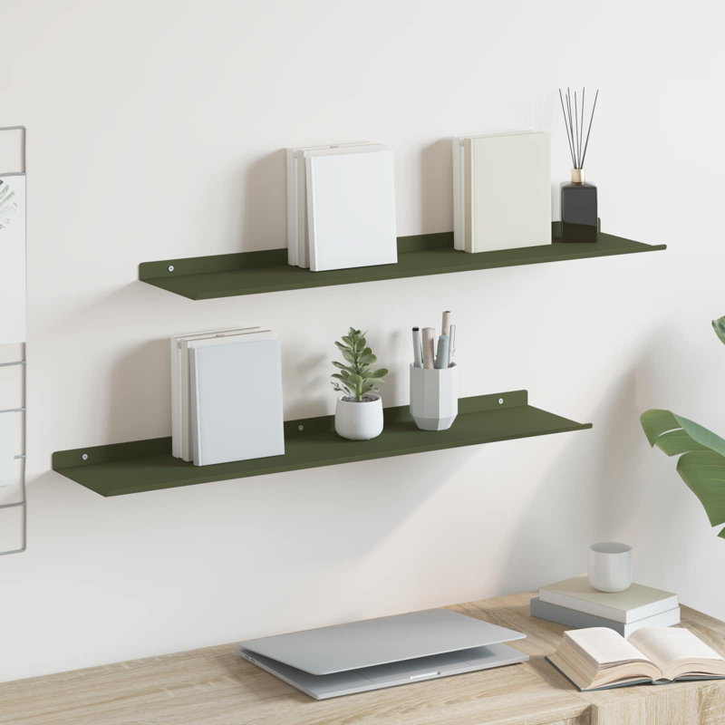 Steel Floating Shelf, Olive Green