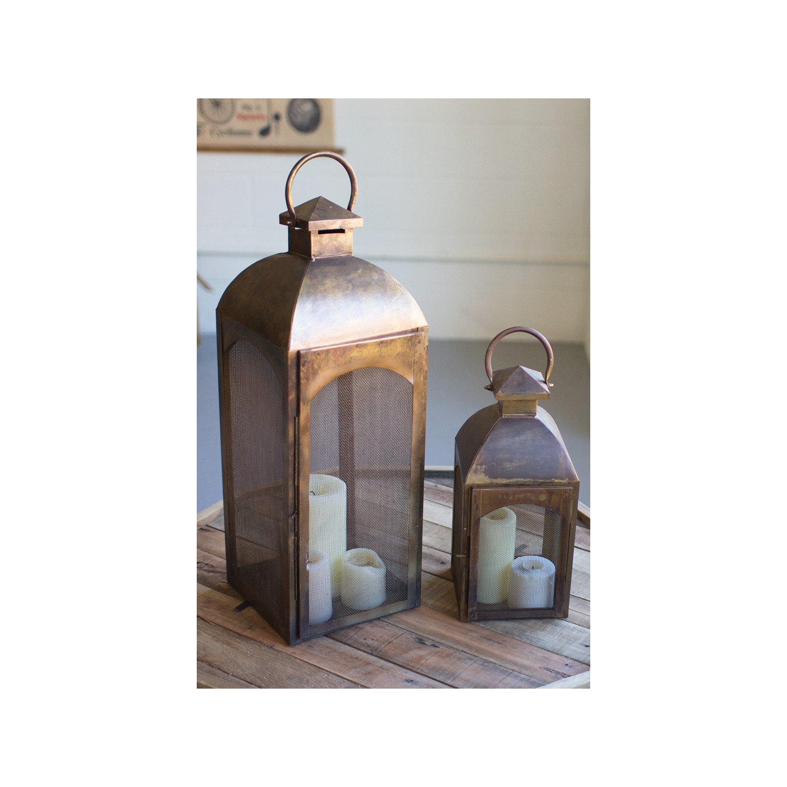 2 Piece Metal Lantern Set