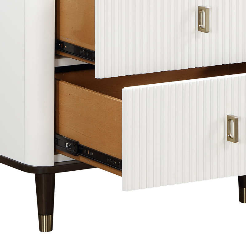 Dzianis 2-Drawer Nightstand in White and Walnut