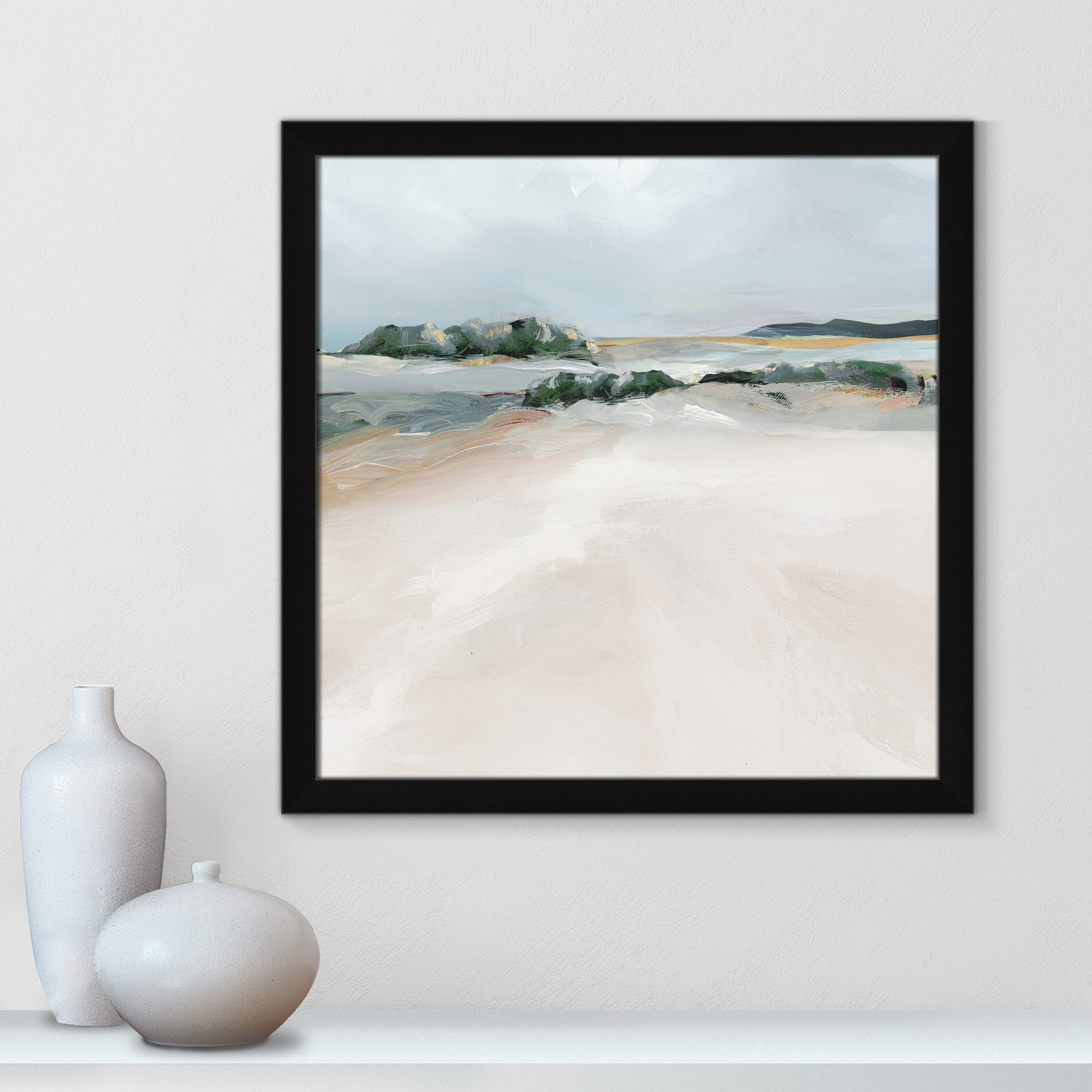 Anelis "Shimmering Path" Painting, 24.5" H x 24.5" W x 1.12" D, Black Framed