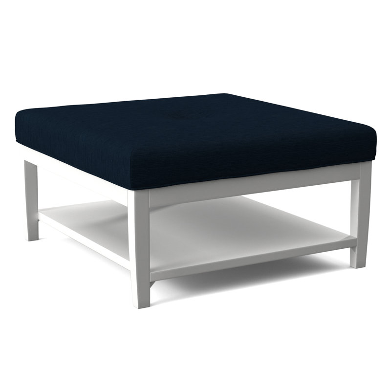 Hammond Square Ottoman, Frost White Finish, White Performance Fabric; 0851-94