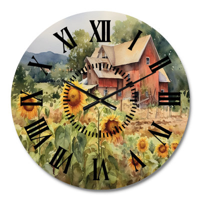Horloge murale Golden Sunflower At The Farm III - Floral