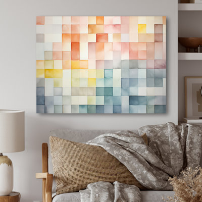 Motif de cubes multicolores II - art mural géométrique en métal