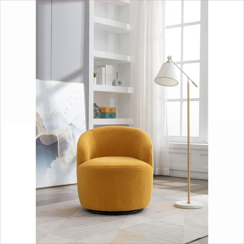 Fauteuil d'appoint pivotant simple tonneau For Cozy, Jaune