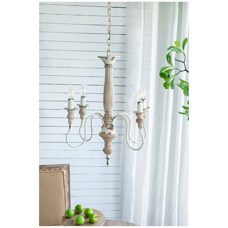 Lustre en bois à 4 lumières, luminaire suspendu avec chaîne réglable pour le vestibule de la salle à manger de la cuisine, ampoule non incluse