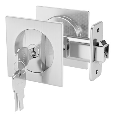 Square Zinc Alloy Bed/Bath Pocket Door Lock with Key Privacy Pocket Door Hardware Sliding Pocket Door Latch