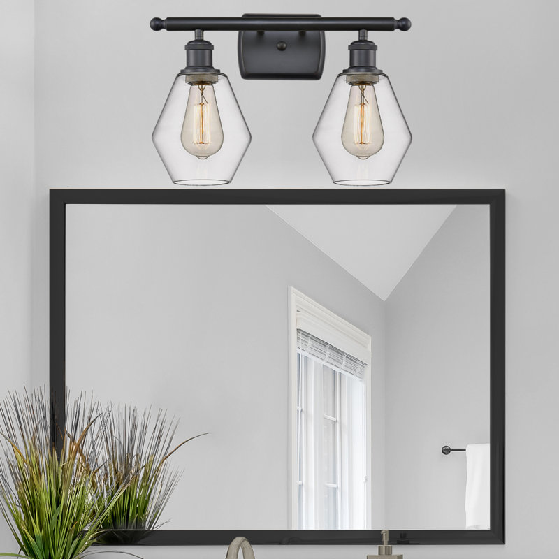 2 - Light Dimmable Vanity Light, Clear, Matte Black
