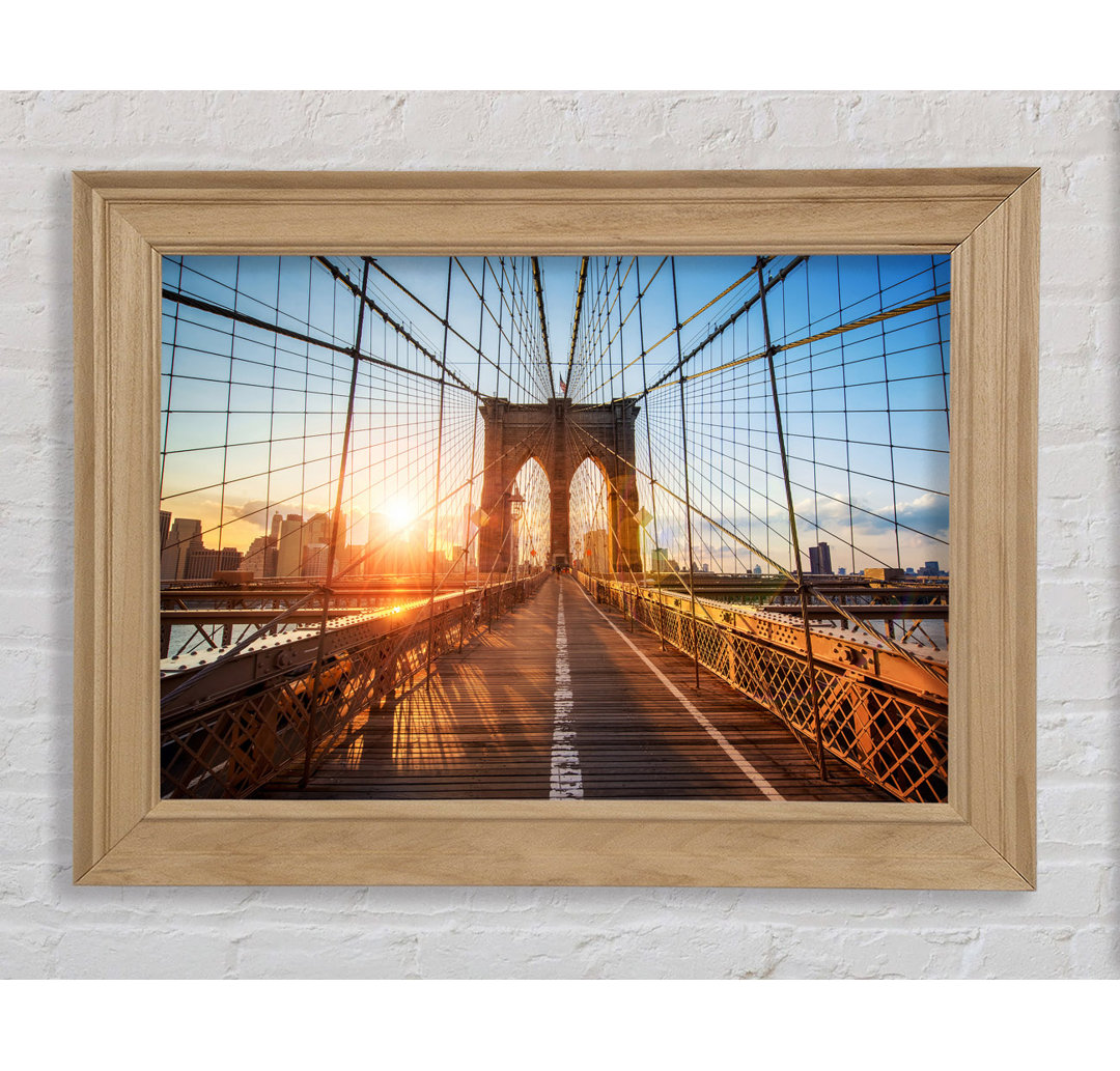 Sonnenuntergang durch die Brooklyn Bridge - Einzelne Bilderrahmen Kunstdrucke