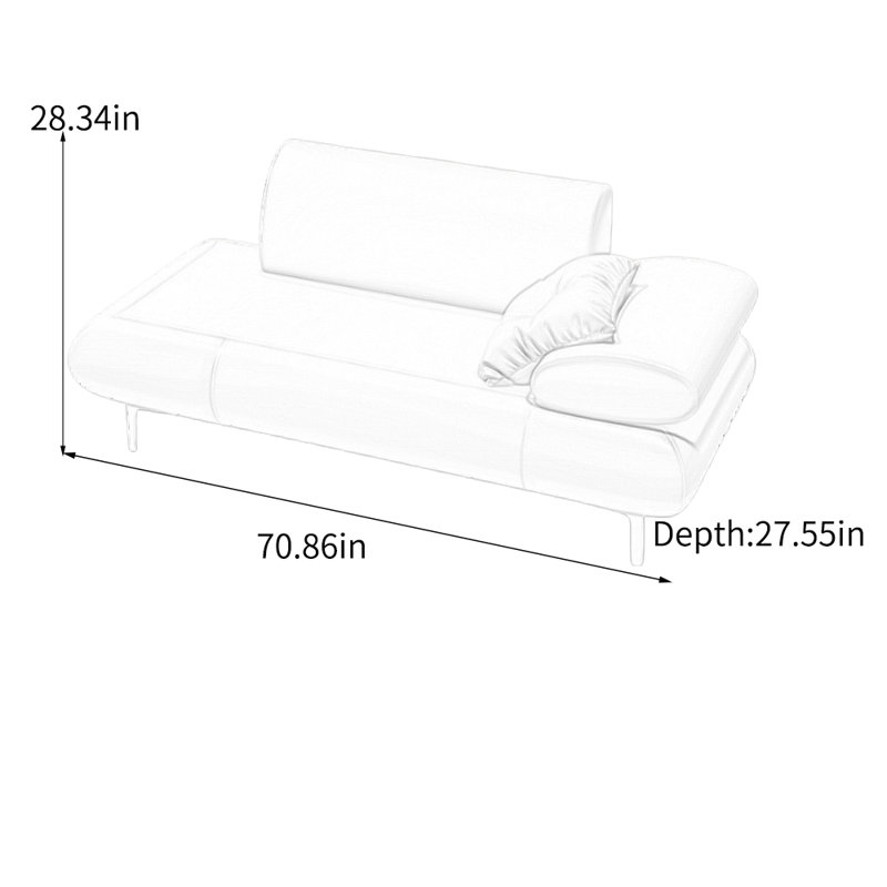 Chaise longue en similicuir léger et luxueux, Orange, Face à la droite