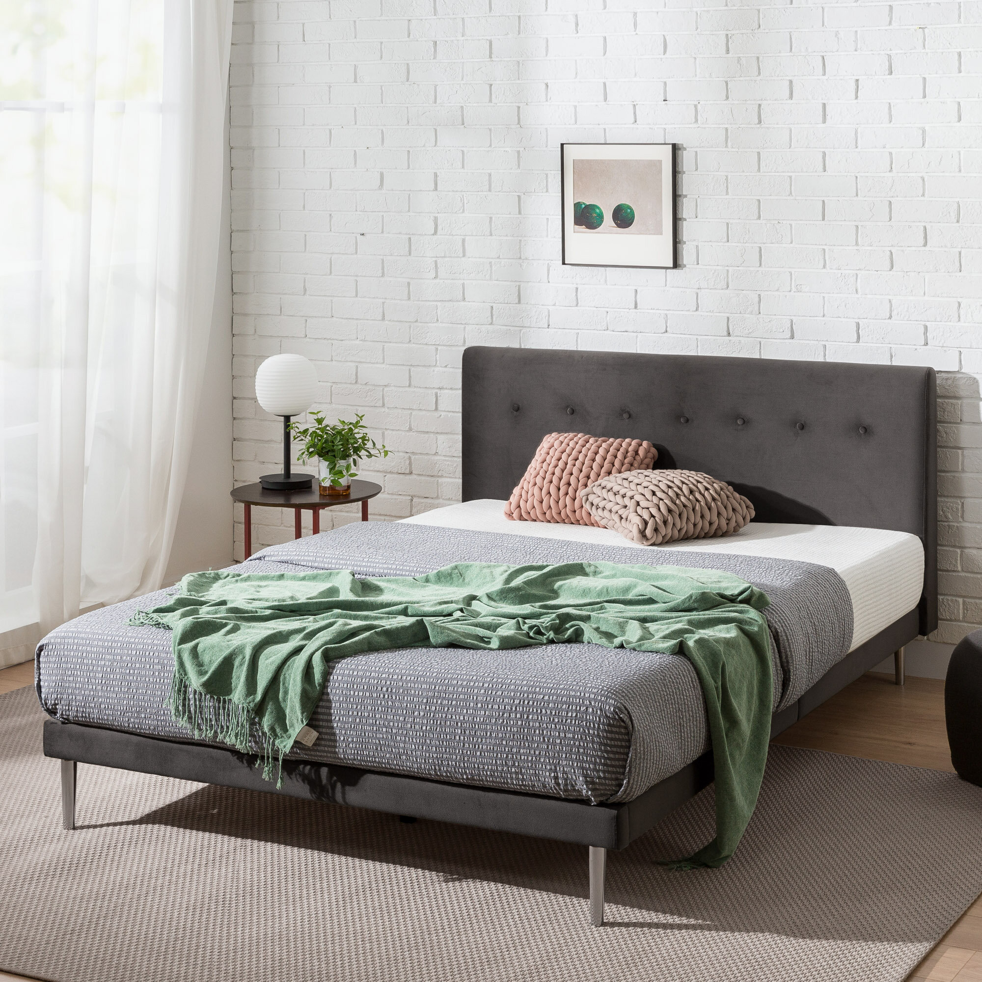 Cara velvet upholstered deals bed