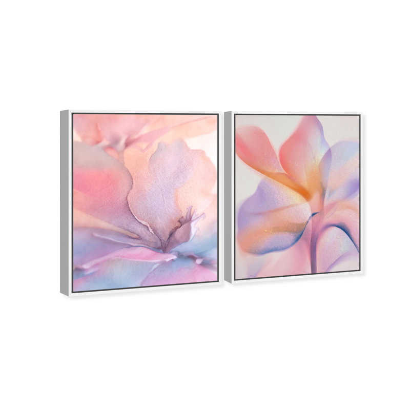 Watercolor Petals Set Abstract Canvas Print by Oliver Gal, Black Frame, 16 x 20, 37"H x 46"W, White Floater Frame