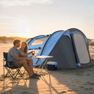 4 Person Camping Tent Automatic Pop Up Tent with Carry Bag Doors