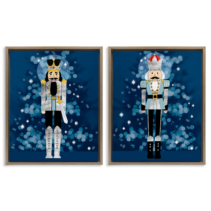 Ensemble de 2 toiles flottantes encadrées bleues par Grace Popp, Cadre flottant orme Montalcino, H 31 po x l 25 po