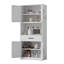 Armoire de rangement de 71 po en acier blanc avec grand comptoir, tablettes réglables, tiroirs et crochets, armoire de style moderne robuste et armoire