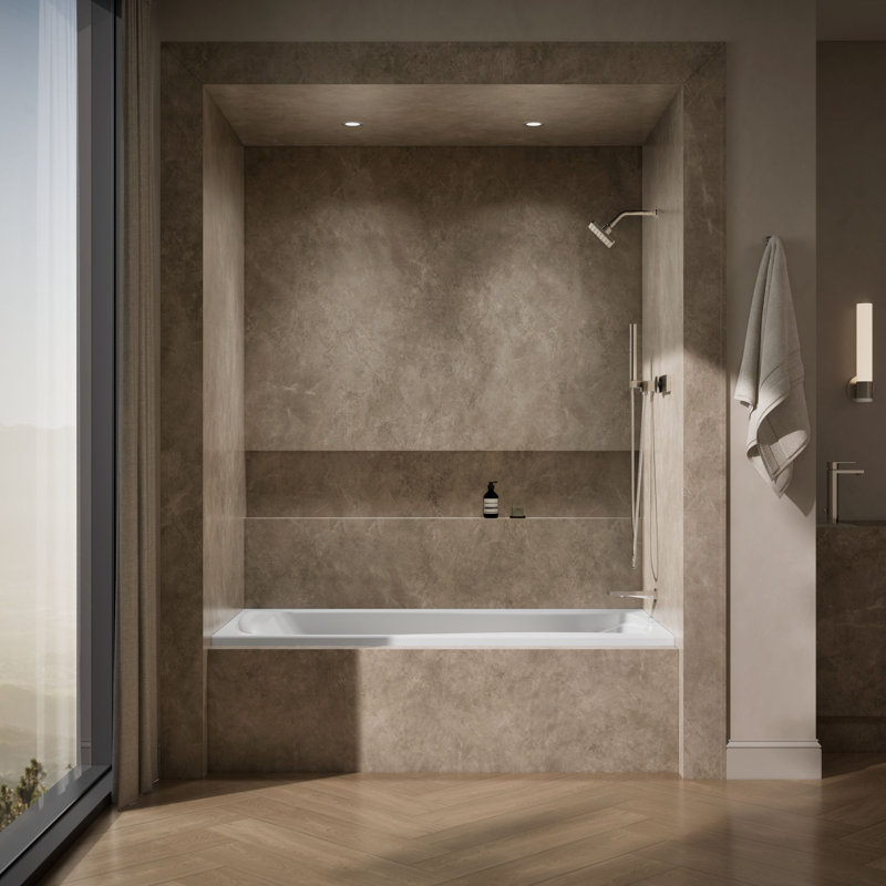 Mariposa 72" x 36" Drop In Soaking Acrylic Bathtub, White, Right