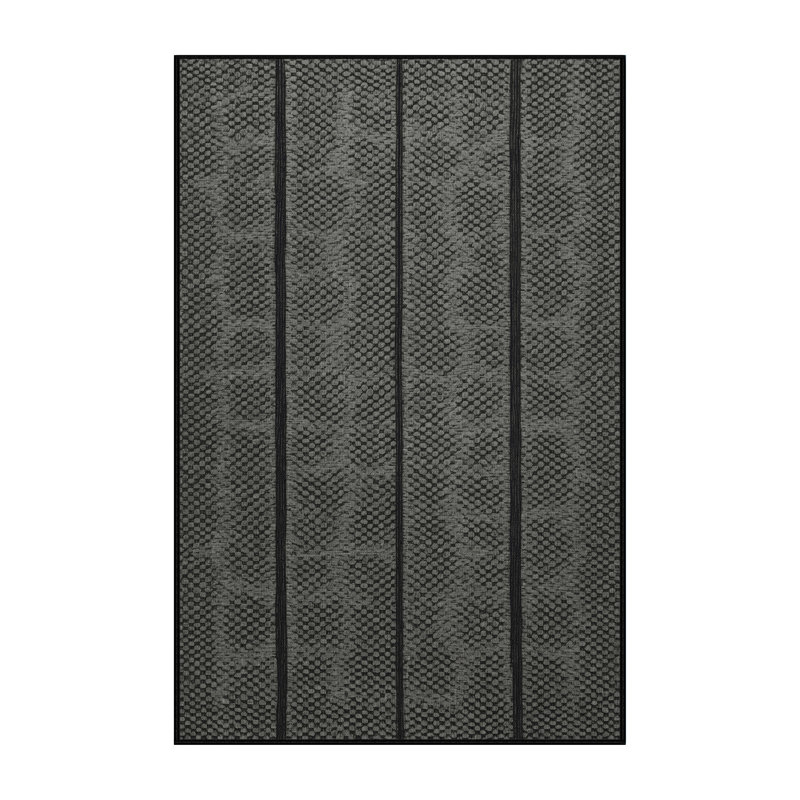 Tapis gris en treillis lavable à la machine, Rectangulaire 8 pi x 12 pi