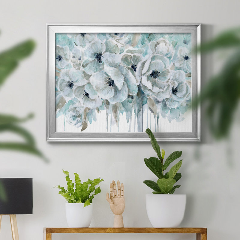 Teal Harmony II - peinture sur toile encadrée, Argent, H 18,5 po x l 24,5 po x P 1,5 po