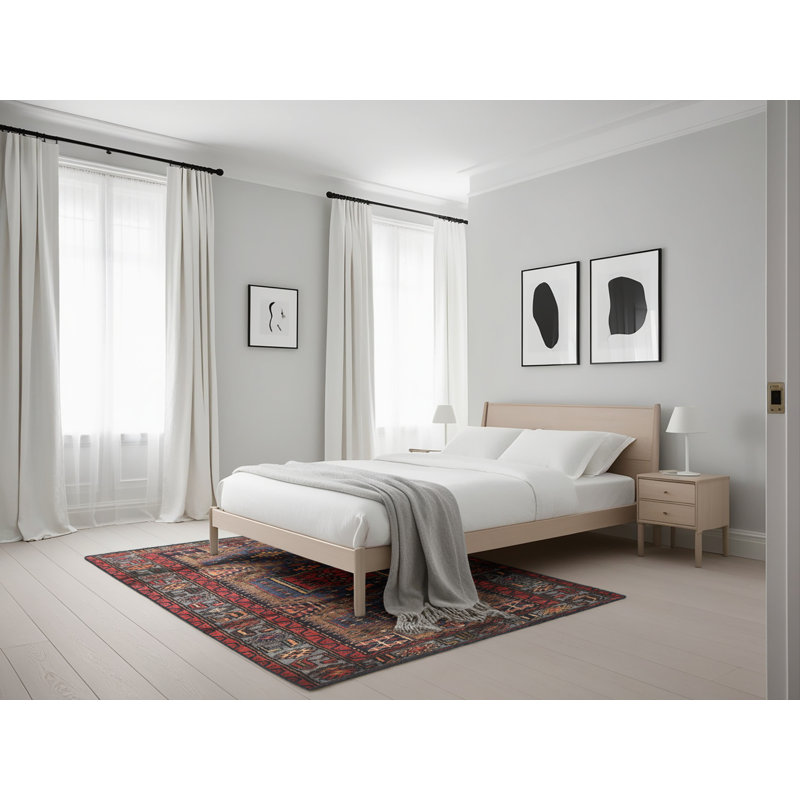 Tapis noir/rouge/beige traditionnel Persich, Rectangle 5 pi x 7 pi