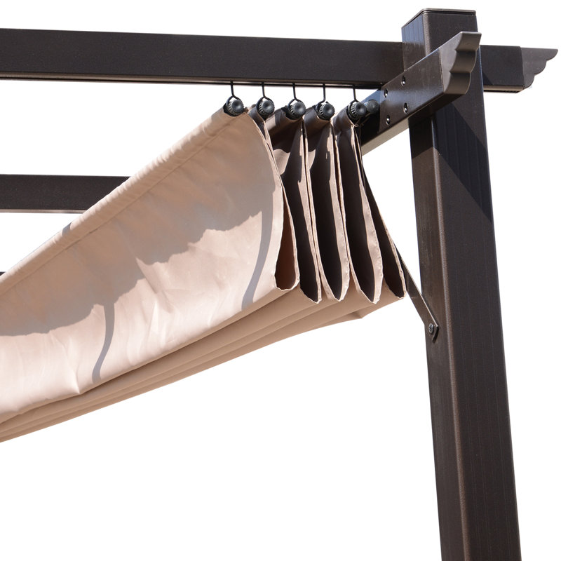 Charcoal Grey Aluminum Pergola with Retractable Canopy