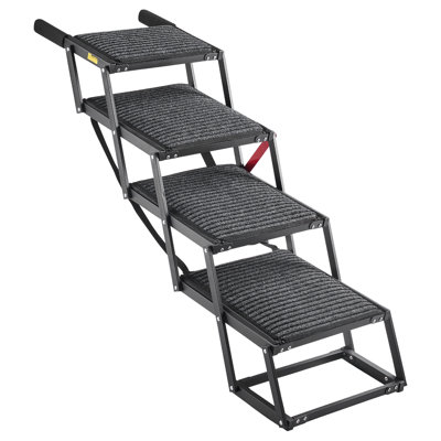 Escalier pour chien pour voiture 4 marches Rampe pliable extra large pour grands chiens avec tapis antidérapant