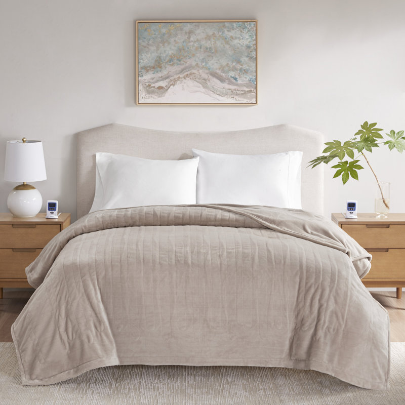 Microplush Heated Blanket With Wifi Technology, Taupe, King