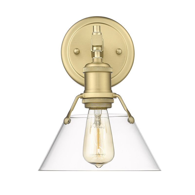 Éclairage pour meuble-lavabo en acier à intensité variable Felda, Bronze champagne brossé, Verre transparent, 1 lumières