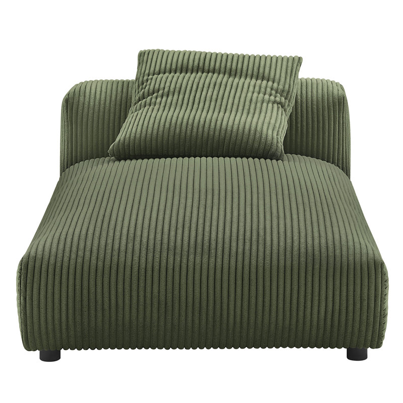 Chaise longue rembourrée en velours côtelé Solace, Fougère