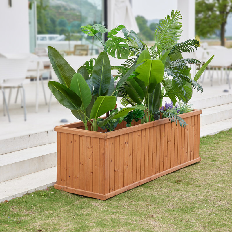 Barros Solid Cedar Rectangular Planter Box with Drainage Holes, Brown, 22.5" H x 72" W x 22.5" D