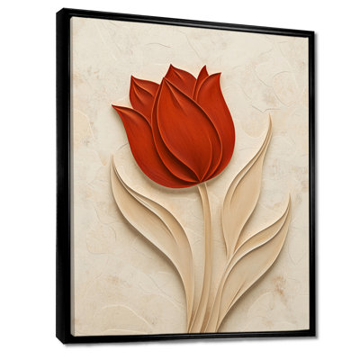Beige And Red Dancing Serenade Of Tulip II - Tulip Print Wall Art